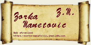 Zorka Manetović vizit kartica